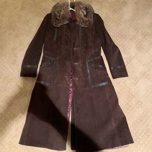 Vintage coat, real leather, real suede real fur